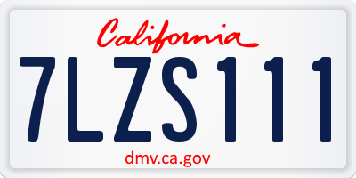 CA license plate 7LZS111