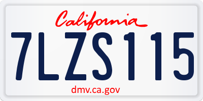 CA license plate 7LZS115