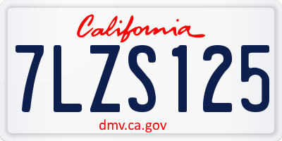 CA license plate 7LZS125