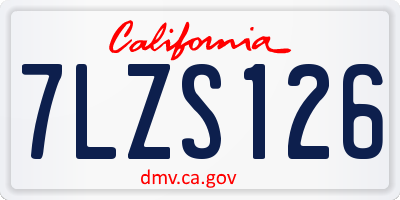 CA license plate 7LZS126