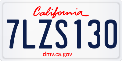 CA license plate 7LZS130