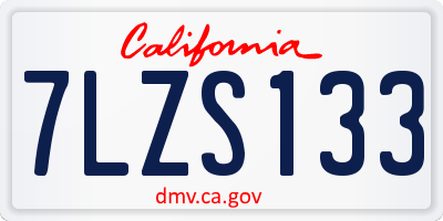 CA license plate 7LZS133
