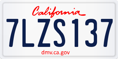 CA license plate 7LZS137