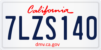 CA license plate 7LZS140