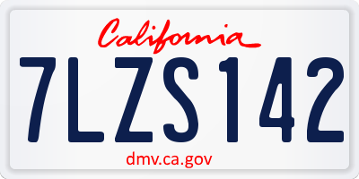 CA license plate 7LZS142