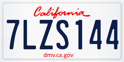 CA license plate 7LZS144