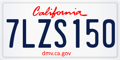 CA license plate 7LZS150