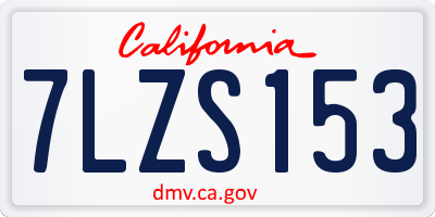CA license plate 7LZS153