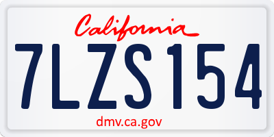 CA license plate 7LZS154