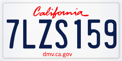 CA license plate 7LZS159
