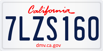 CA license plate 7LZS160