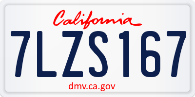 CA license plate 7LZS167