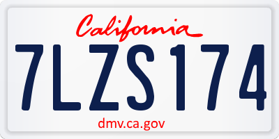 CA license plate 7LZS174