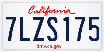 CA license plate 7LZS175