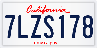 CA license plate 7LZS178