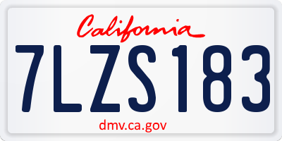 CA license plate 7LZS183