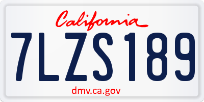 CA license plate 7LZS189