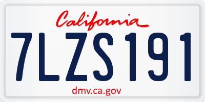 CA license plate 7LZS191
