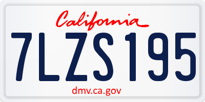 CA license plate 7LZS195
