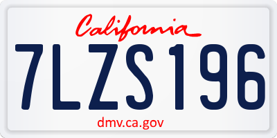 CA license plate 7LZS196