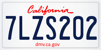 CA license plate 7LZS202