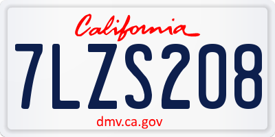 CA license plate 7LZS208