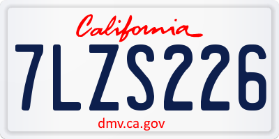 CA license plate 7LZS226