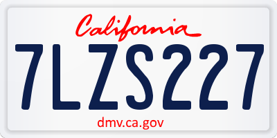 CA license plate 7LZS227