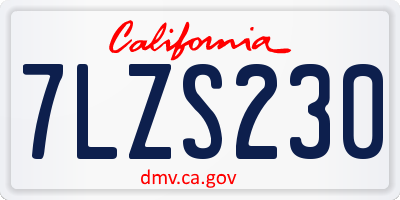 CA license plate 7LZS230