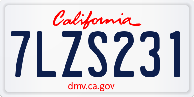 CA license plate 7LZS231