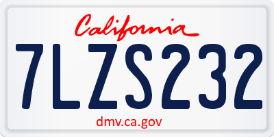 CA license plate 7LZS232