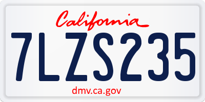 CA license plate 7LZS235