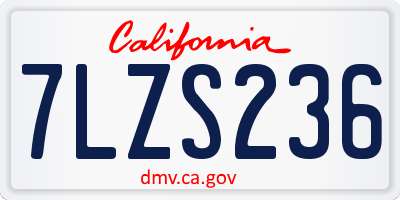 CA license plate 7LZS236