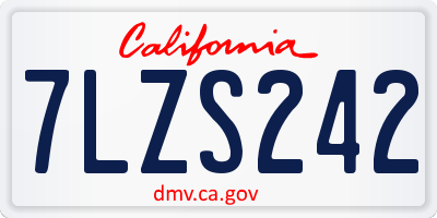 CA license plate 7LZS242