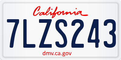 CA license plate 7LZS243