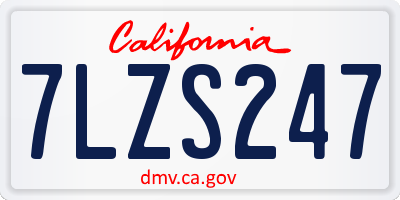CA license plate 7LZS247