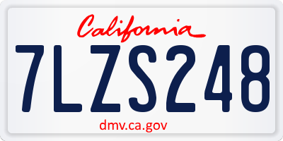 CA license plate 7LZS248