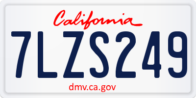 CA license plate 7LZS249