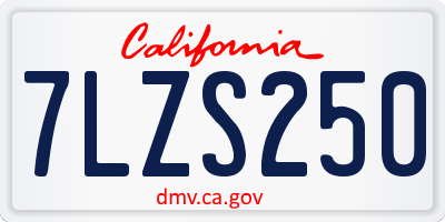 CA license plate 7LZS250