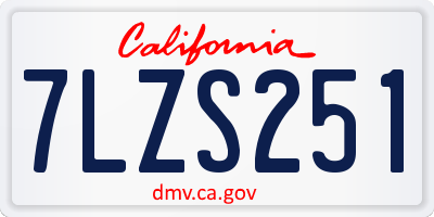 CA license plate 7LZS251