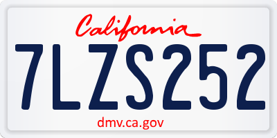 CA license plate 7LZS252