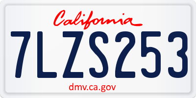 CA license plate 7LZS253