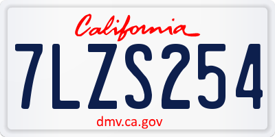 CA license plate 7LZS254