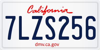 CA license plate 7LZS256