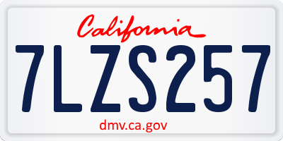 CA license plate 7LZS257