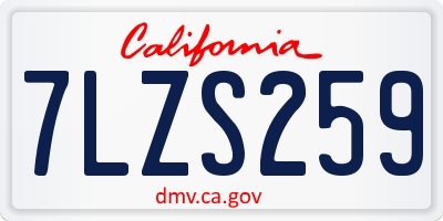 CA license plate 7LZS259