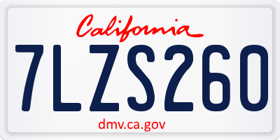 CA license plate 7LZS260