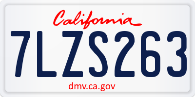 CA license plate 7LZS263