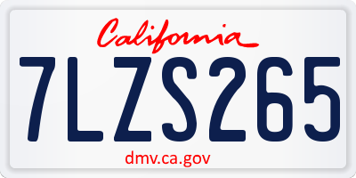 CA license plate 7LZS265