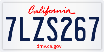CA license plate 7LZS267